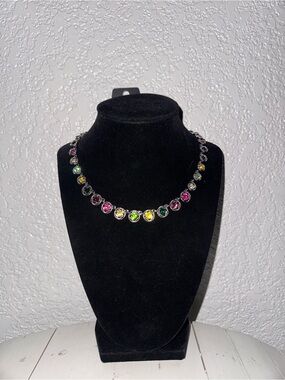 paparazzi Pink, Green & Yellow Crystal Link Necklace